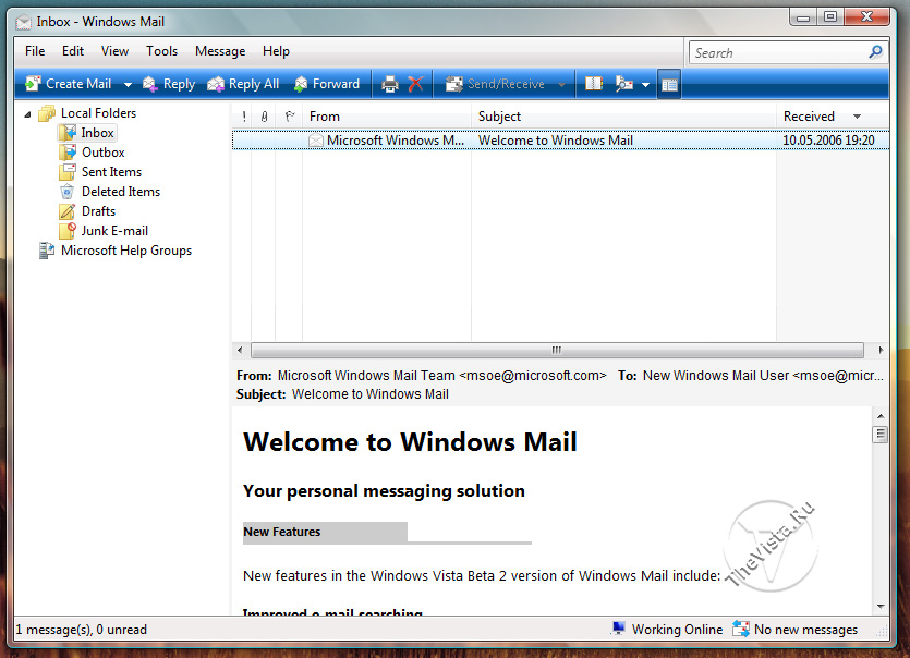 Win mail ru. Почта Windows Vista. Windows mail для Windows 7. Обзор Windows Vista Beta 1. Windows Vista build 5381.