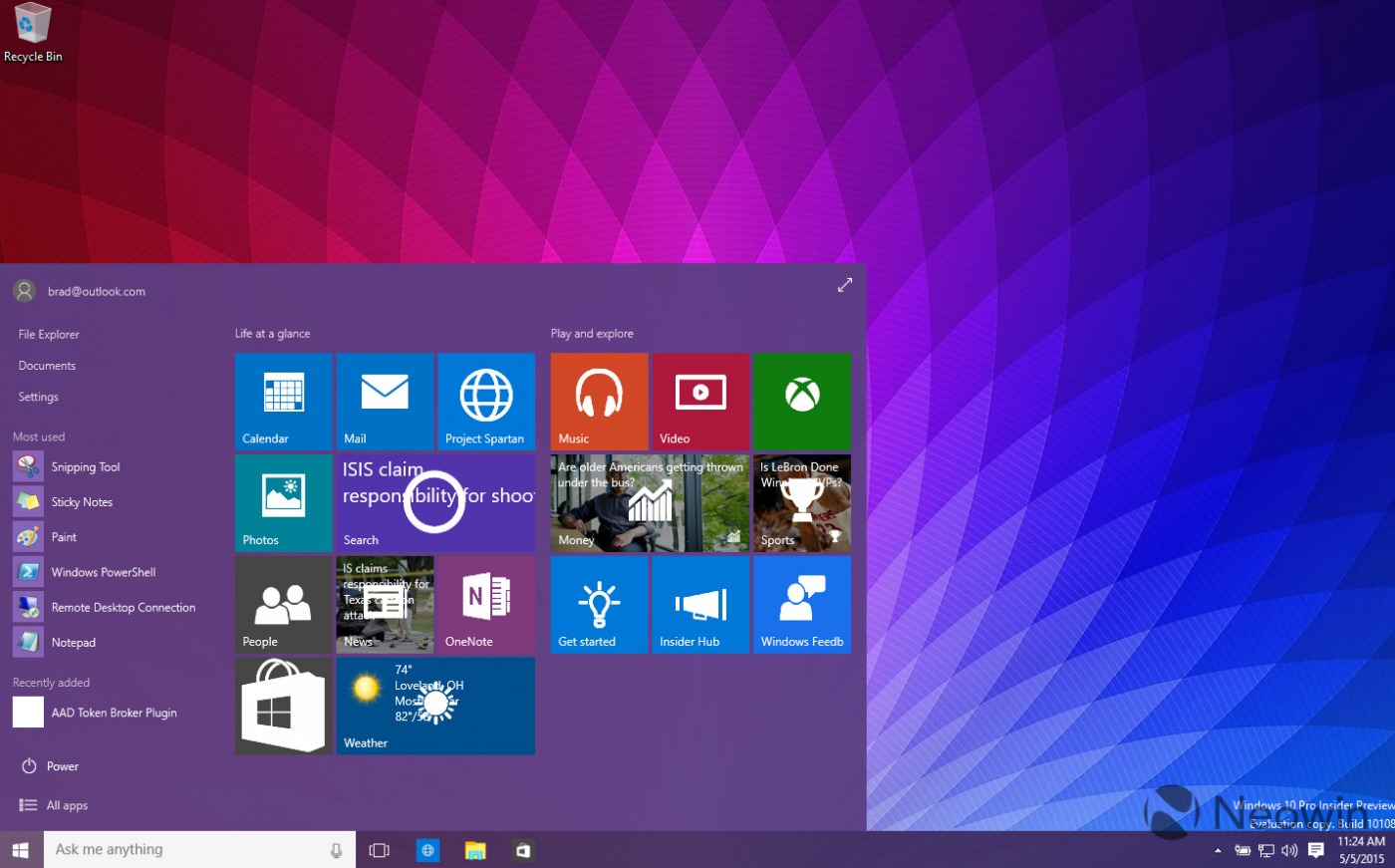 Windows 10 Pro Insider Preview. Windows RT update 3. Windows RT build 8330. Windows 10 build 10074 connection.